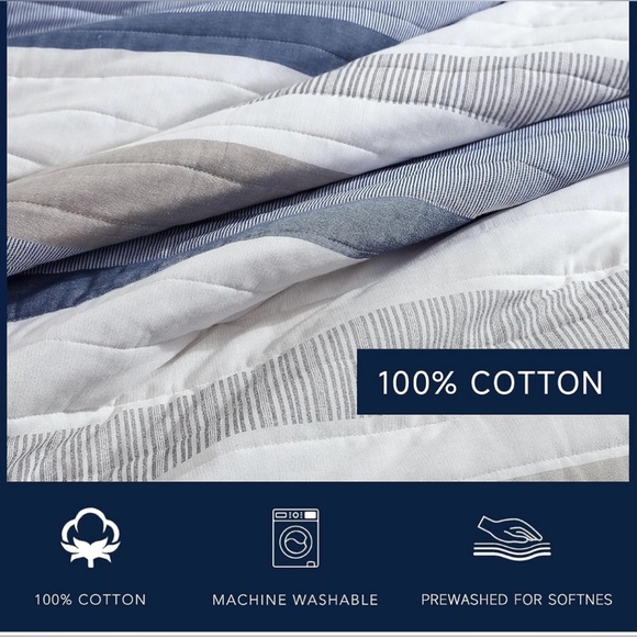 Nautica Galewood Cotton Reversible Beige Quilt Set KING - Picture 5 of 10